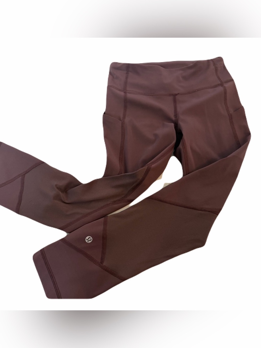 Lululemon Plum brown High Rise Leggings Sz 2 Pockets Pace Rival Crop Dark Adobe - Picture 1 of 9